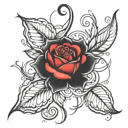 Black And Red Rose Intertwined