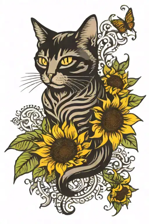 Cat Sunflower Thai Script Font