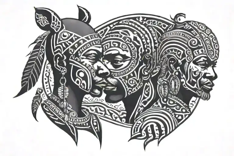 African Tribal Tattoo Representing Father And Son