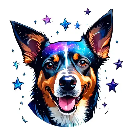 Dog Rememberance Tattoo Featuring Galaxy Filled With Stars