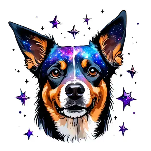 Dog Rememberance Tattoo Featuring Galaxy Filled With Stars