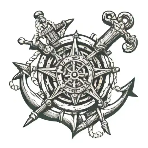 Family Anchor Ship Wheel Intertwined