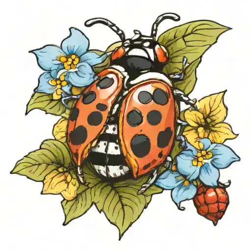 Forget Me Not Flower With Ladybug