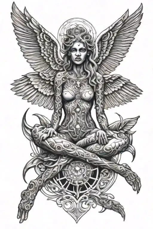 Alex Grey Tattoo Featuring A Whimsical Nude Goddess