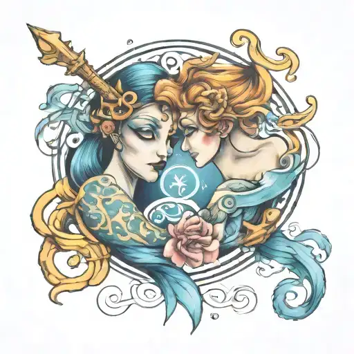 Gemini And Pisces Symbol Intertwined