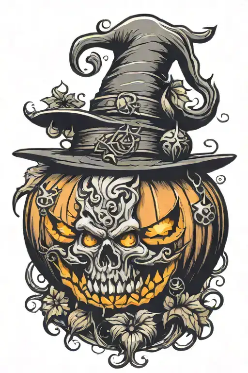 Spooky Pumpkin Tattoo Incorporating Element