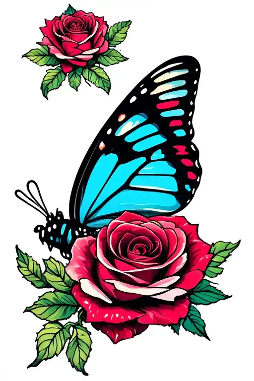 Butterfly And Rose Wrapped