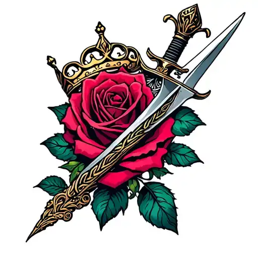 Gothic Rose With Crown Throne Dagger Wrapped
