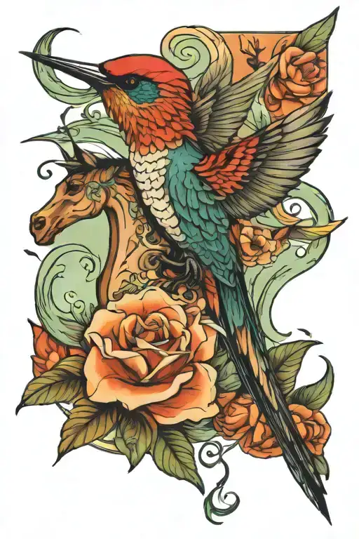 Himming Bird And A Semi And A Horse And A Guy Fishing Arm Sleeve