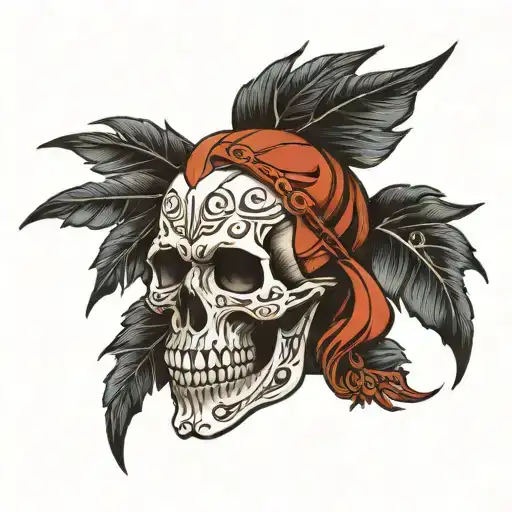 Skull Profile Leather Coat