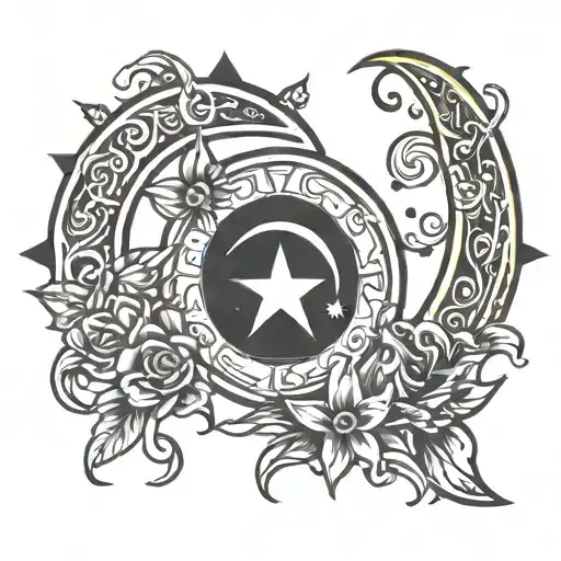 Virgo Star And Crescent Moon