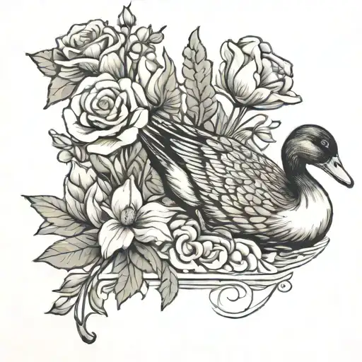 Birth Flowers Growing With A Duck Holding