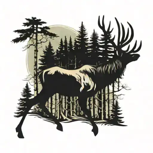 Forest Scene Elk Bowhunting Strength