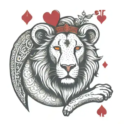 Rectangular King Of Hearts Playing Card But One Face Is A Lion And The Other Face Is A Lamb