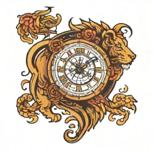 Leo Zodiac And Time Clock