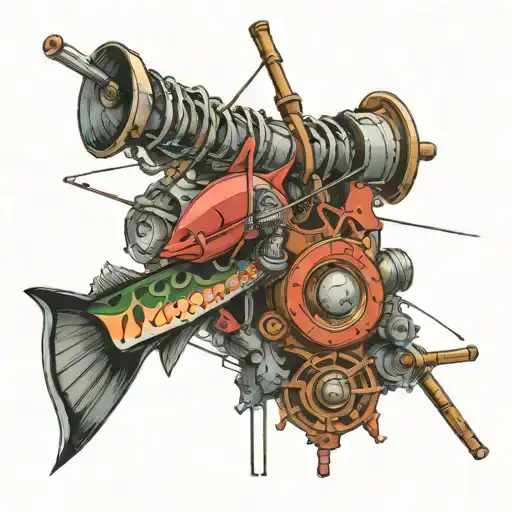 An Abstract Representation Of A Fishing Rod Transforming Into A Scaffold Tower