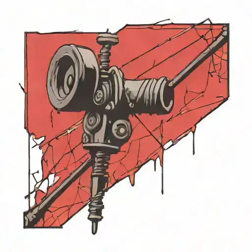 An Abstract Representation Of A Fishing Rod Transforming Into A Scaffold Tower