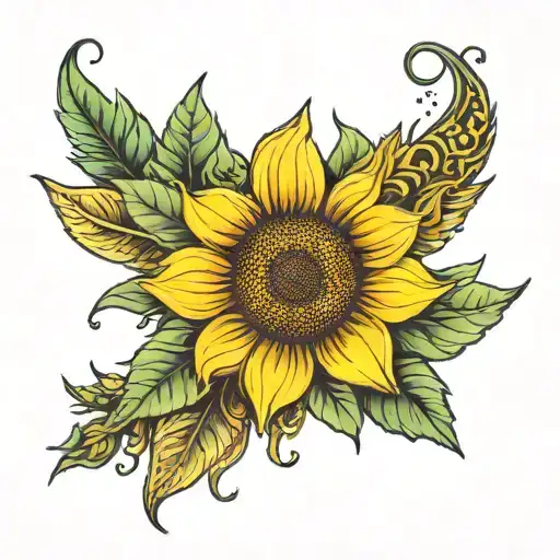 Sunflower Tattoo With The Name Sophie