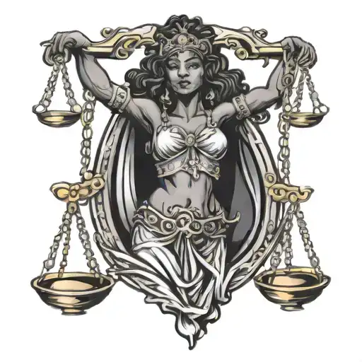 Black Woman Libra Lady Justice Holding Scales