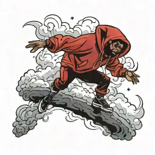 Black Man In Red Hoodie Ascending Into Heaven
