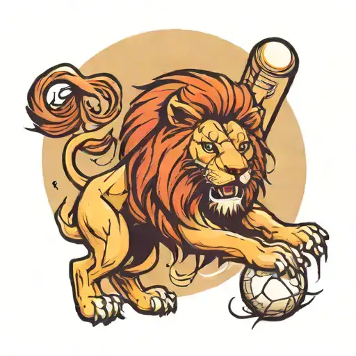 Lion Playing Baseball