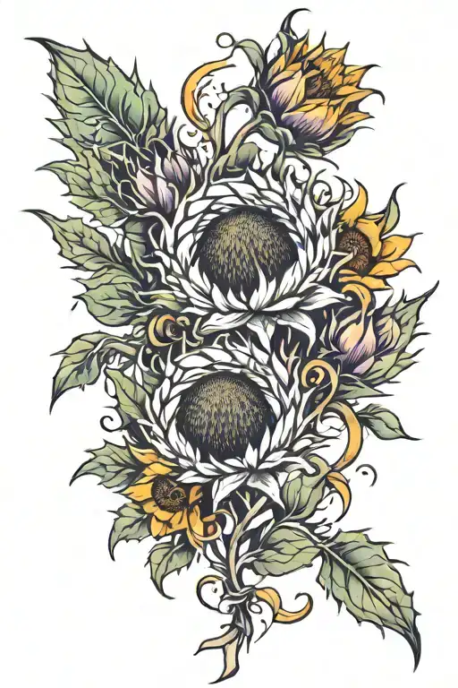Thistle And Sunflower