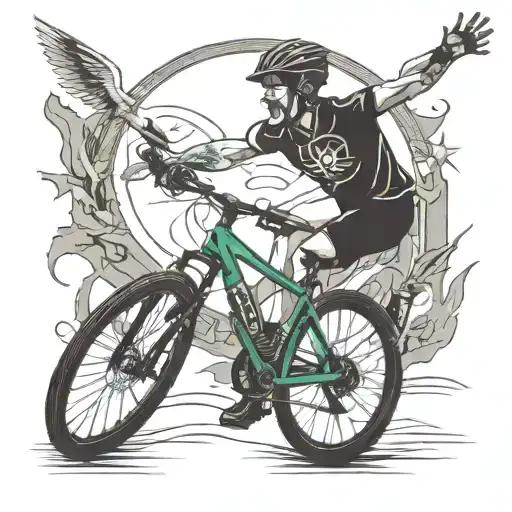 Cyclist Crossing Finish Line Arms In The Air And Heavens Gate