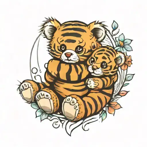 Teddy Bear Hugging A Baby Tiger