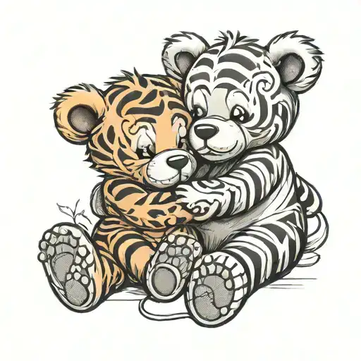 Baby Bear Hugging A Baby Tigger