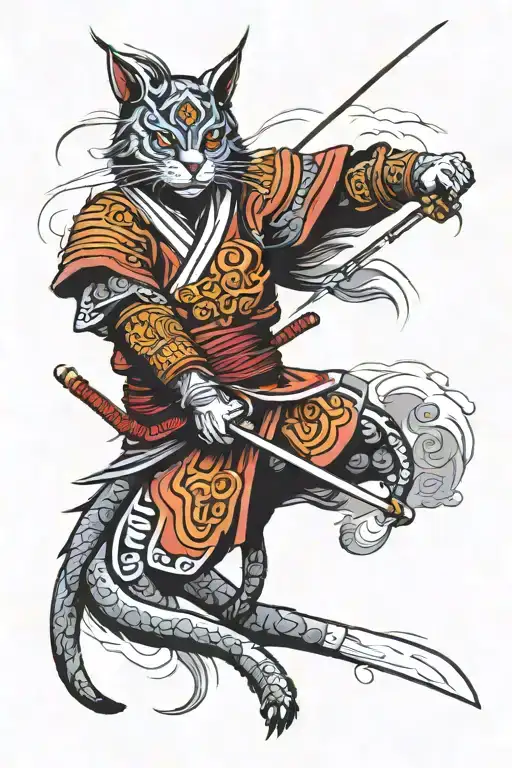 Oriental Samurai Warrior Cat