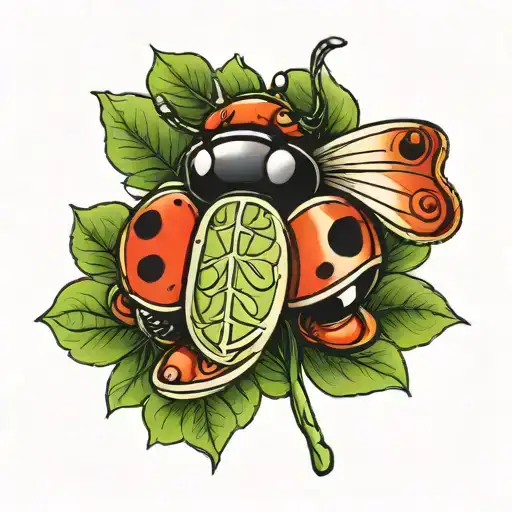 Ladybug Sitting On A Four Leaf Clover