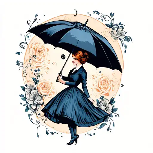 Mary Poppins With A Umbrella