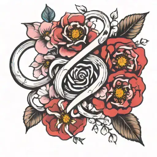Infinity Symbol With Rose Poppy And Cherry Blossom
