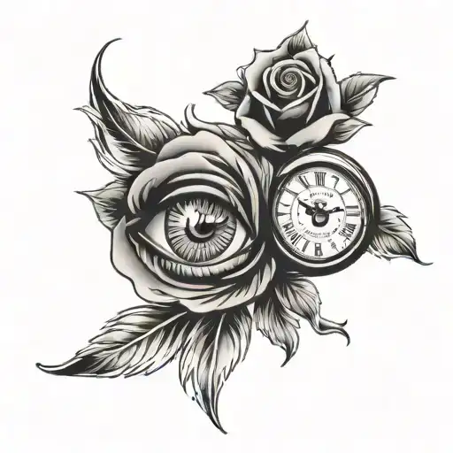 Mothers Eye With Roses And Time Clock