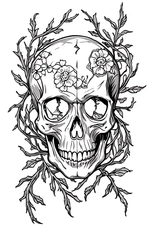 Skull Surrounded With Vines