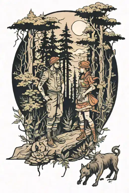 Two People In The Forest Scene