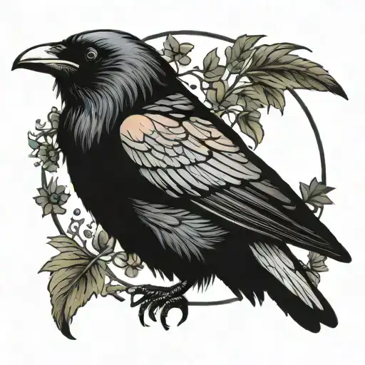 Raven Plucking Its Feathers From The Back Of Its Body With Its Beak