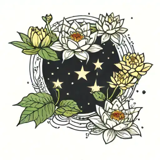 Water Lilies As Stars In Constellation Leo