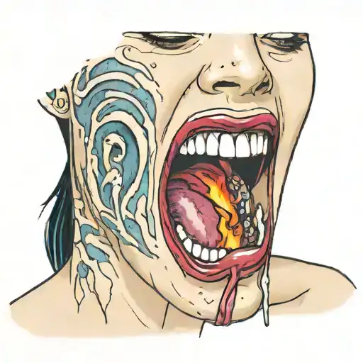 The Mouth Of Megan Fox In Jennifer's Body With Her Tongue When She Burns Herself