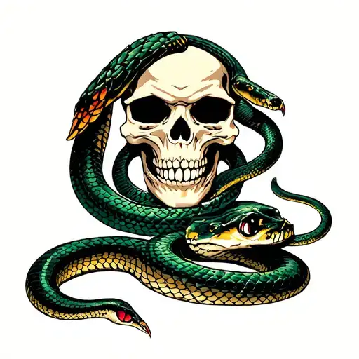 Snake And Skull Face