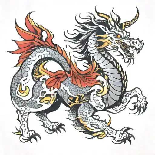 Men Lead Dragon Horse