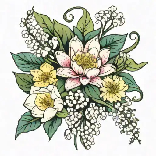 Water Lily Carnation Lily Of The Valley Narcissus Flower Bouquet