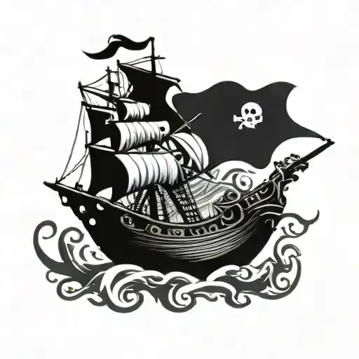 Pirate Ship With Kraken Underneath