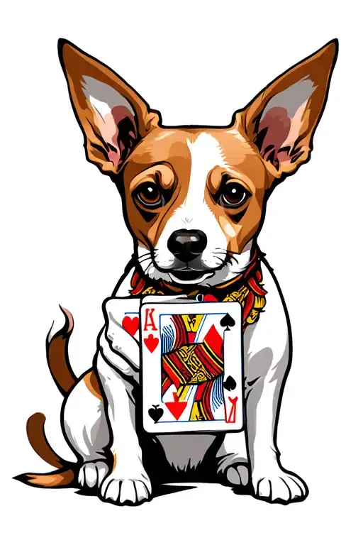 Singular Dog That Is Holding Playing Cards With Its Paw