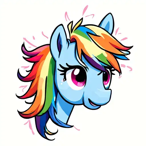 My Little Pony Rainbow Dash Horse Tattoo On Back