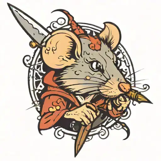 A Dirty Rat Holding A Dagger