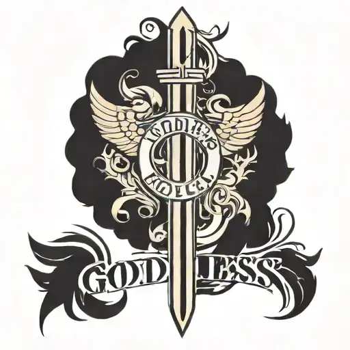 Tattoo With The Vertical Word Godless