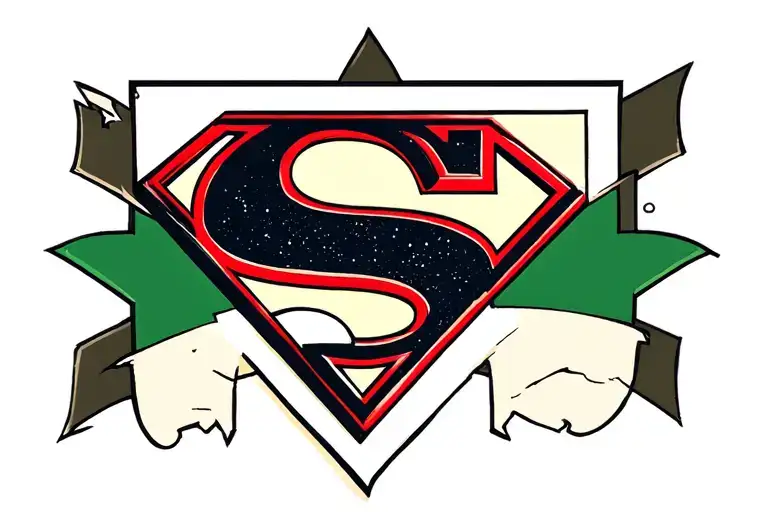 Superman Logo With A T Instead Of A S White And Green Or Ring Finger