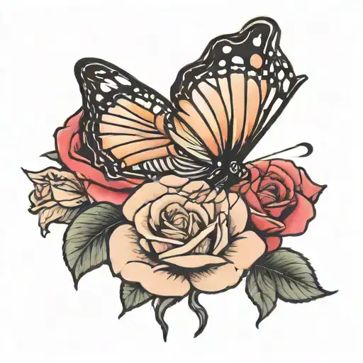 Simple Butterfly And Rose