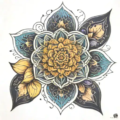 Flower Of Life At Center Of Mandala On Top Of Lotus Flower